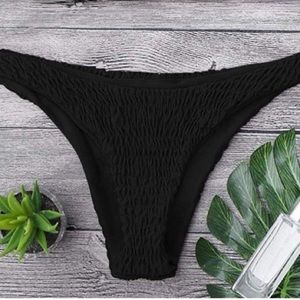 Black smocked bikini bottom